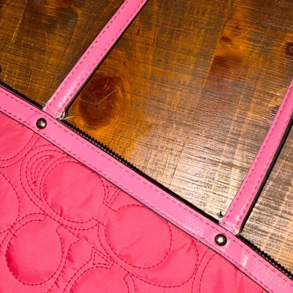 Coach Y2K Fuchsia Quilted Nylon Monogram Tote Bag